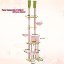 Cactus Cat Tree Floor to Ceiling Cat Tower with Adjustable Height 7 Tiers Climbing Activity Center with Cozy Hammocks 5 Platfor