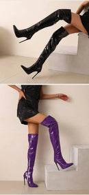 Autumn and Winter New Style Fashion High-heeled Women's Long Boots Sharp Toe Sexy Party Over The Knee Boots High 12cm Size 35-48
