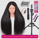 New Female Mannequin Training Doll Head With 70% Real Hair For Hairsyles Hairdressing Cosmetology Dolls Head With Stand Tripod