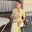 TARUXY Short Sleeve Knitted Long Dress Female Slim Hollow Retro Elegant Sweater Dress 2025 Summer New High Waist Women‘s Dress