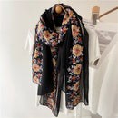 Wholesale New Floral Cotton Scarf Women Thin Flower Embroidered Shawls And Wraps Foulard Hijab Stoles Vintage Sunscreen Scarves