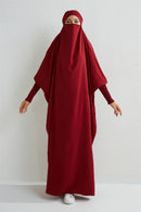 Muslim Abaya Hooded Smocking Sleeve One-piece Prayer Dress Women Jilbab Islamic Clothing Dubai Saudi Black Robe Turkish Modesty