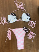 Lady's Cute Crochet Bikini Set 2 Pieces Bathing Suit Sexy Micro Bikinis 2024 Ties Swimsuit Thong Swimwear Women Swimming Suit