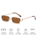 Luxury Brand Metal Half Frame Sunglasses Women Rectangle Shape Rimless Sun Glasses Men UV Protection Retro Punk Y2k Shades UV400