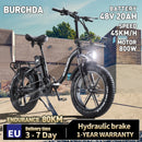 BURCHDA R8S 800W45KM/H Foldable Electric Bicycle 48V20AH Lithium Battery 20 Inch Fatbike Electric Bike For Adults Motorcycle