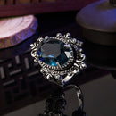 WOSIKATE Vintage 925 Sterling Silver Ring For Women Wedding Jewelry With Oval Sapphire Gemstones Female Fine Jewelry Party Gifts