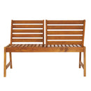 Acacia Wood Outdoor Patio Bench with Adjustable Backrest, 2-Person Park Bench Garden Bench Front Porch Bench