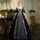 Palace Princess Queen Elegant Ball Party Formal Maxi Dress Medieval Lace Square Neck Medieval Renaissance Victorian Vestidos