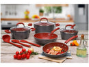 Brinox Red and Gray Aluminum Ceramic Coating Cookware Set, 8 Pieces, Ceramic Life Select