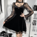 Mall Gothic Emo Jacquard A-line Dresses Goth dress Elegant Grunge Ruched Bandage Partywear Punk Black Women Halloween Club Dress