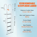 SucceBuy 3/4/5 Steps Removable Dock Ladder 350/500Lbs Load Pontoon Boat Ladder with Rubber Mat for Lake, Marine Boarding, Pool