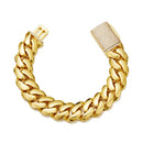 Hip Hop Rock Stainless Steel Rhombus Cuban Miami Link Chain Bracelets for Men Bling Iced Out Rapper Jewelry Gold Silver Color