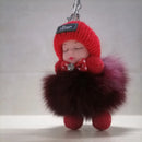Sleeping Baby Keychain Cute Soft Fluffy Plush Doll Key Ring Women Girl Bags Pendant Backpack Accessories Gifts