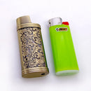Vintage Arabesque Bic J5 Lighter Case Metal Armor 60mm BIC Lighters Cover Metal Case Plastic Lighter Protection Case