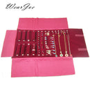 Elegant Velvet Jewelry Organizer Roll Travel Zipper Bag Carrying Case For Multiple Necklace Ring Earrings Storage Desktop Drawer