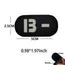 5*2.5CM 红外线反光血型 A B AB O POS NEG 臂章 魔术贴，战术徽章 服装贴纸 夜光