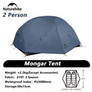 Naturehike挪客 Mongar 2露营帐篷 超轻户外三人四季防水20D尼龙徒步帐篷 双人背包帐篷
