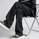 Autumn Vintage Straight Wide Legs BLACK Jeans Men's Streetwear Harajuku Washed Baggy Casual Flare Denim Trousers Y2K Male Pants