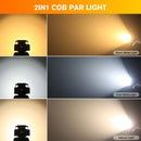 Fieryzeal 2PCS 200W COB Par Light with Barn Door DMX512 Linear Spotlight Warm&Cold White Stage Light for DJ Club Party Concert