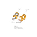 Yhpup New Minimalist Gold Silver Double Color Stainless Steel Thick Charm Stud Earrings Tarnish Free Fashion Temperament Jewelry