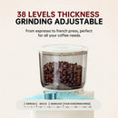 Cafelffe Anti-static Coffee Grinder Adjustable Burr Mill with 38 Grind Settings Electric Coffee Bean Grinder for Espresso,220V