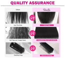 Queenlike Straight Human Hair Bundles with 2x6 Deep Middle Part HD Lace Closure 12A Brazilian Raw Hair Bundles with Closures