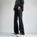 Autumn Vintage Straight Wide Legs BLACK Jeans Men's Streetwear Harajuku Washed Baggy Casual Flare Denim Trousers Y2K Male Pants
