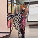 Holiday Loose Striped Long Dress Women Halter Batwing Sleeve Backless Lace Up Chic Party Dresses 2026 Summer Vacation Beach Robe