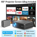 [Google TV/Android 14]4K 投影仪全高清 1080P 家庭影院 Netflix 认证户外电影智能自动对焦投影仪