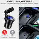 63W铝制USB充电器插座，快速充电12V/24V USB C车载充电器插座，带PD和QC3.0双USB端口，适用于汽车、船、摩托车