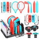 适用于 Switch/Switch OLED 的多合一运动游戏配件套件，带 Switch 收纳支架，适用于任天堂 Switch