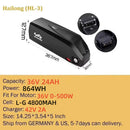 Ebike Battery Hailong Polly 36V 48V  20Ah 24Ah 25Ah 18650 21700 Electric Bike Batteria 14.4ah for500W 750W 1000W 1500W Motor