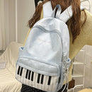 New Large Capacity Polka Dot Backpack Lightweight Multifunctional Piano Key Backpack Black Piano Mochilas for Women