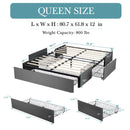 HOOMIC Platform Bed Frame with 3 Storage Drawers, Headboard Compatible, Wooden Slats, No Box Spring Needed, Noises Free Allewie