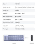 UGREEN M.2 NVMe/SATA SSD Enclosure 20Gbps USB-C 3.2 Gen2 External Enclosure Supports M and B&M Keys 2280 SSD Aluminum Shell