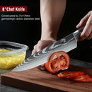 KEPEAK Kitchen Knife Set 7Cr17Mov Stainless Steel Chef Knife Ultra Sharp Santoku Cleaver Utility Knife Cooking Knives Nylon Bag