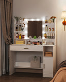 Hzuaneri Hzuaneri Bedside Table set of 2, with Charging Station,  Side Table with LED Lights, 1 Open Compartment and 2 Drawers