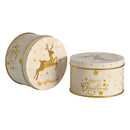 Christmas Round Metal Gift Box Candy Cookie Storage Containers Tinplate Boxes Children Christmas Gift Holiday Party Supplies