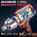 AVHRIT 1/2"Brushless Cordless Impact Wrench 650Nm(480Ft-lbs) 2200RPM w/ 2x4Ah Battery Kit & Sockets-Heavy Duty for Car/Truck/DIY