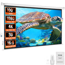 SucceBuy Electric Motorized Projector Screen 100/120 inch 16:9 4K 1080 HD Wall Mount Movie Screen for Family Home Office Theater