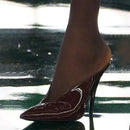 2025 Women's Summer New High Heel Sandals, Pointed Sexy Party Banquet, European and American Large Hollow Sandals