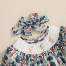 Toddler Girls Easter Outfits Bunny Embroidered Short Sleeve Rompers Round Neck Summer Jumpsuits Bodysuits for Infants
