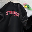 8XL Korean Loose Fit Fashionable Trendy American Retro Letter STR T-shirt Soft Casual Men's Multifunctional Couple Set