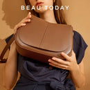 BEAU TODAY Shoulder Handbags Women Leather Texture Acrylic Chain Hand Carry Simple Female Shoulder Messenger Bags 62036