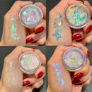 1罐极光变色龙雪花超薄虹彩指甲亮片全息蛋白石眼影冰晶指甲变色龙薄片