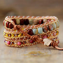 Luxury Heart Shape Wrap Bracelets W/ Jaspers Crystal 3 Strands Leather Chain Bracelet Fashion Jewelry Bijoux Dropshipping