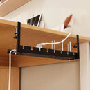 Under Desk Cable Management Tray Retractable Black, No Drill Clamp-On Cord Organizer Rack, Adjustable 31-55cm Carbon Steel Wire Storage Holder for Office Home, Large Capacity Cable Tray for Power Strips, Easy Assemble, Durabl