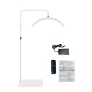 20W Floor LED Video Light Half-moon Shaped Fill Light 3000K-6000K Dimmable with Adjustable Metal Light Stand Phone Holder for Be