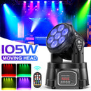 Yiflamefly 2件套105W光束摇头灯 7x15W RGBW LED舞台灯 DMX512聚光灯 适用于DJ迪斯科KTV婚礼派对