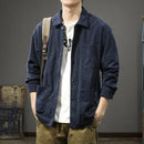 Spring New Jacket Men's Loose and Versatile Retro Long Sleeved Shirt Spring and Autumn Trendy Brand Casual Jacket
